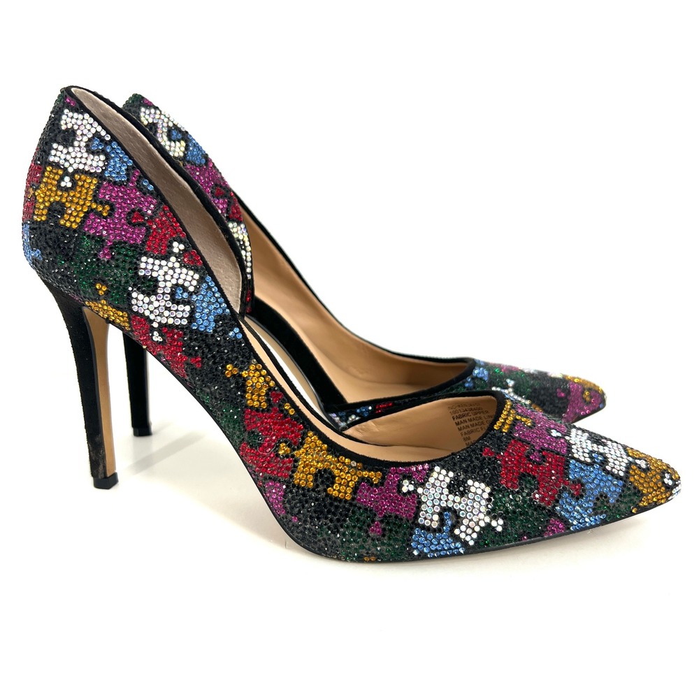 INC International Concepts Kenjay Multi Puzzle Rhinestone Pumps 8M KENJAY57